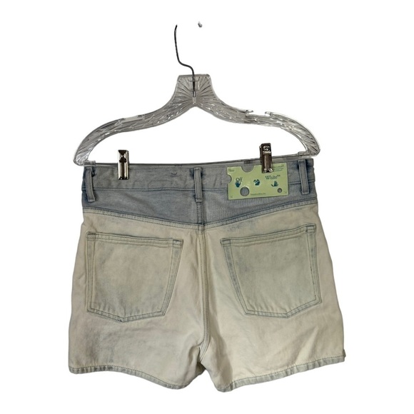 Off-White High Waist Two-Tone Wash Denim Blue Jean Shorts Size 27 New - Picture 4 of 11